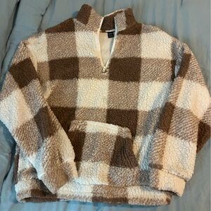 SHEIN Tan and Cream Fleece Jacket